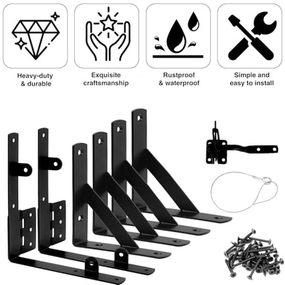 Anti Sag Gate Kit Heavy Duty Gate Hardware Kit for Wooden Gate Fence - size: 2 sets