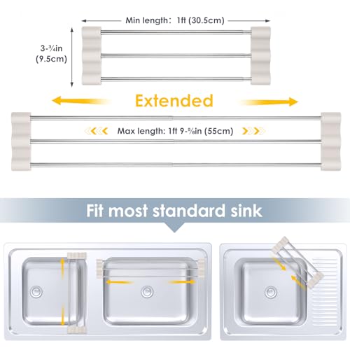 Tomorotec Adjustable Over-The-Sink Kitchen Rack, BPA-Free, White - color: White