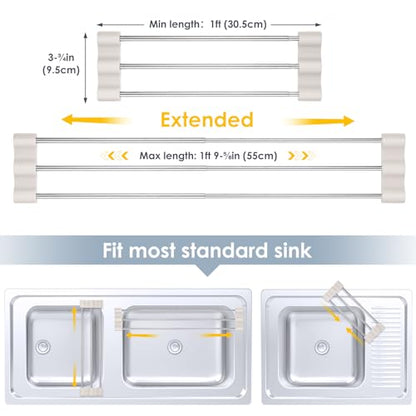 Tomorotec Adjustable Over-The-Sink Kitchen Rack, BPA-Free, White - color: White