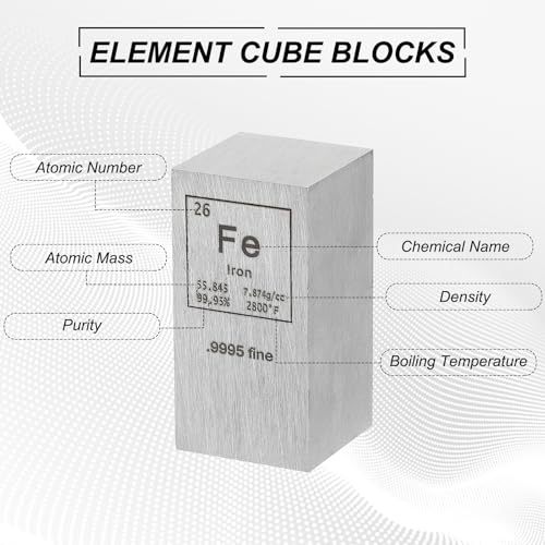 PATIKIL Iron Cube, 1x1x2 Fe Density Stick High Density Element Rod Unique Metal Cube Periodic Table of Elements Collections Lab Experiment Teacher Scientific Classes - size: 1x1x2", style: Iron