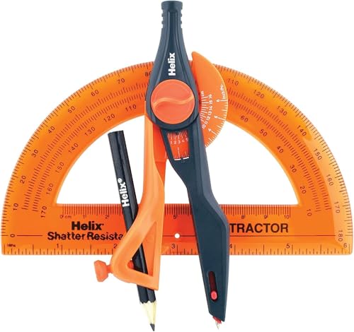 Helix - Compass and Protractor Set - Plastic Locking - 2 Pieces