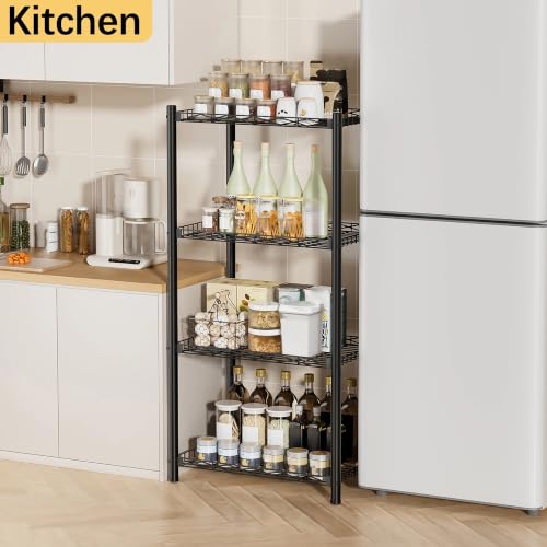 VETALLO Metal Shelving Units 4 Tier Wire Shelf (16.6" L x 11.8" W x 40" H) - color: Black, size: 4 Tier 16.6" L x 11.8" W x 40" H