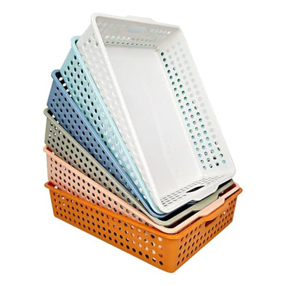 6 Pack Classroom Paper Baskets, Organizing Desk Boho Tray for A4 Papers, Classroom Storage Plastic Paper Bins, Fun Turn In Trays for Teachers and Students, Office Desk Room Trays