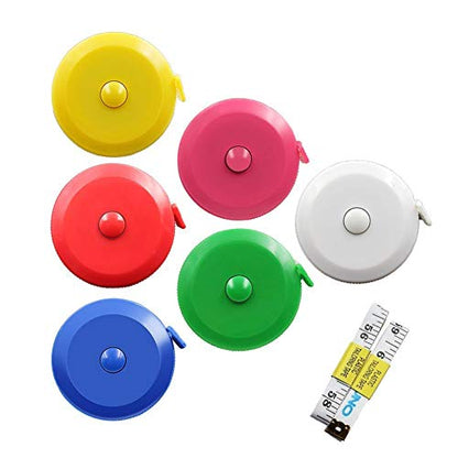 DiCUNO 6-Pack Soft Retractable Measuring Tape, 60-Inch 1.5 Meter, 6 Colors - color: 6 Colors