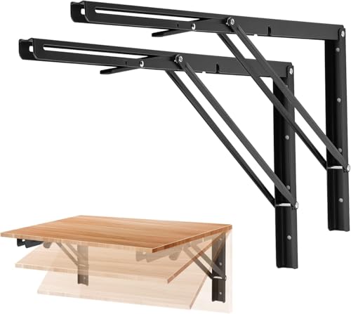 Ravinte Matte Black Folding Shelf Brackets, 24 Inch, 2 Pack - size: 24 Inch