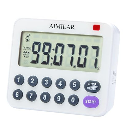 AIMILAR Magnetic Digital Kitchen Timer with Direct Numerical Keypad, Loud Alarm - 99Hr Countdown Count Up Timer for Cooking Baking Classroom, Batteries Included - color: Purple-1