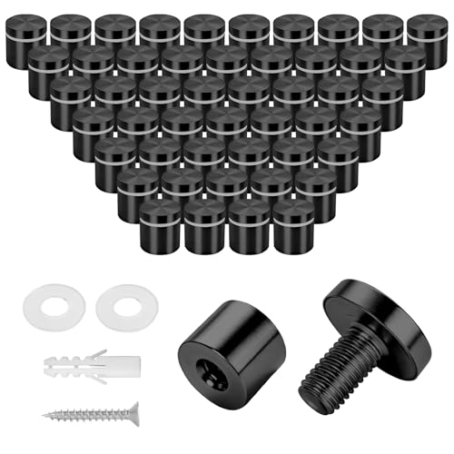 50 Pack 1" x 1" Stainless Steel Standoff Screws for Acrylic Signs, Black - color: Black, size: 1" x 1" , 50 Pcs