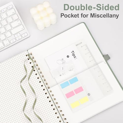 AHGXG Graph Paper Notebook, 140 Pages, B5 (7.6" x 10") - color: Sage Green, style: B5-Graph