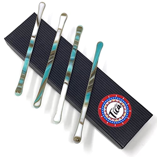 studioTica Handmade Glass Swizzle Sticks: Peacock Feathers, Set of 4