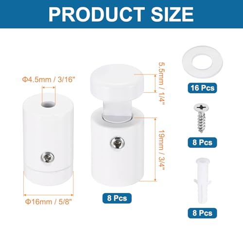 MECCANIXITY 8pcs Side Clamp Standoffs, 5/8" x 3/4" White Aluminum - color: White, size: 5/8" x 3/4"