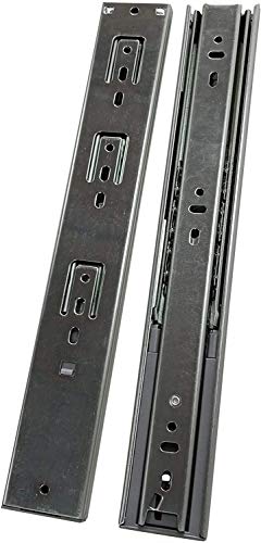 12 Inch Heavy Duty Drawer Slides - Soft Close Side Mount Drawer Glides - Full Extension 3 Section Ball Bearing - Zinc Plated Rust Proof Hardware - Black (Box of 15) - size: 12 inches - Box of 15