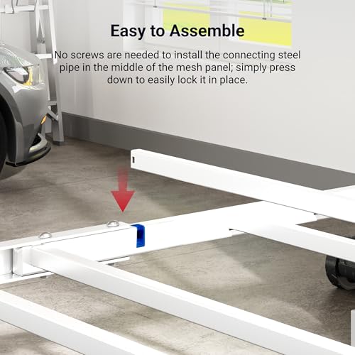 FLEXIMOUNTS 4x8 Overhead Garage Ceiling Storage Rack with 6 Hooks, White - color: White