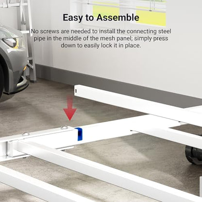 FLEXIMOUNTS 4x8 Overhead Garage Ceiling Storage Rack with 6 Hooks, White - color: White