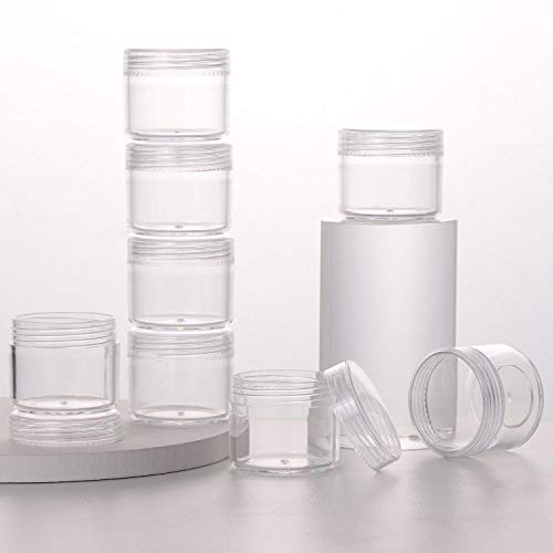 100 Count Clear Plastic Sample Containers 20g Empty Jars Cosmetic Containers with Lids Leak Proof Lip Balm Containers - color: Clear, size: 20g (100 Count)
