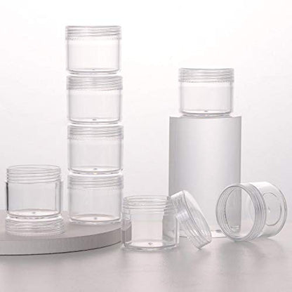 100 Count Clear Plastic Sample Containers 20g Empty Jars Cosmetic Containers with Lids Leak Proof Lip Balm Containers - color: Clear, size: 20g (100 Count)