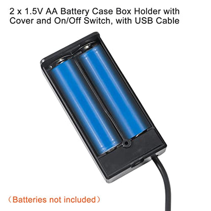 5pcs 2 AA Battery Holder USB Female Socket 2 AA Battery Case Box Holder with Cover ON-Off Switch and USB Cable - color: 5pcs 2 AA Battery Holder USB Female Socket