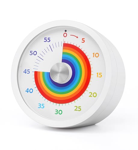 Visual Timer, Kitchen Timer Rainbow Disk 60 Minute Countdown Timer for Kids and Adults, Silent Time Management Tool(Rainbow)