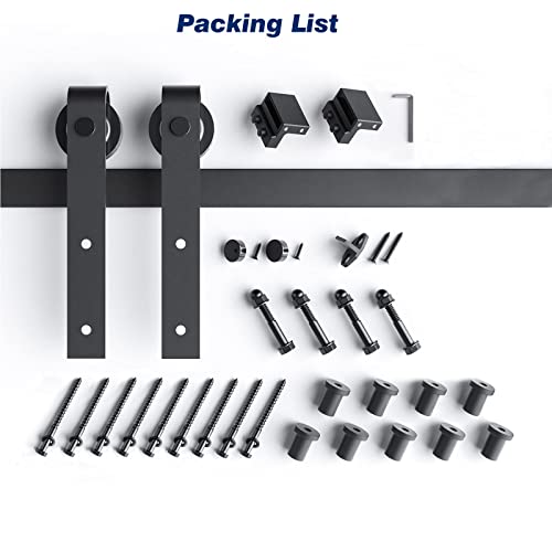 EaseLife 12 FT Sliding Barn Door Hardware Track Kit,Basic J Pulley,Slide Smoothly Quietly,Easy Install (12FT Track Kit for 72" Wide Single Door) - size: 12 Feet