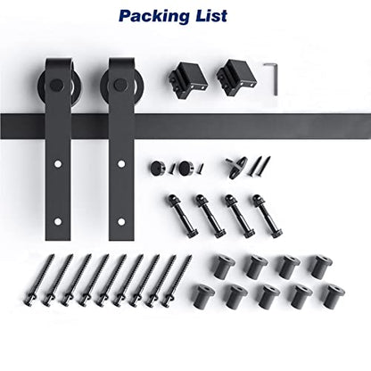 EaseLife 12 FT Sliding Barn Door Hardware Track Kit,Basic J Pulley,Slide Smoothly Quietly,Easy Install (12FT Track Kit for 72" Wide Single Door) - size: 12 Feet