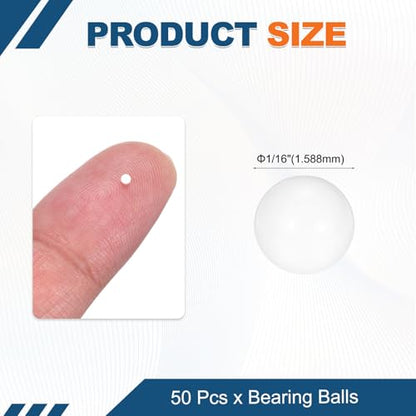 uxcell 50Pcs 1/16"(1.588mm) Aluminum Oxide Ceramic Bearing Balls, Al2O3 Ceramic Balls G10 Precision for Precision Instruments, White - size: 1/16"(1.588mm)