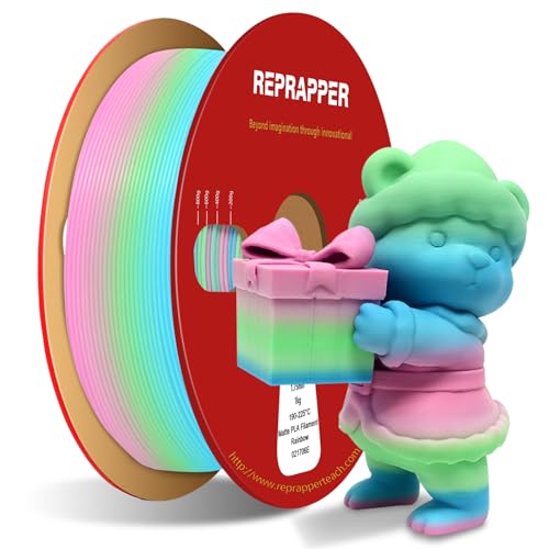 RepRapper Rainbow PLA Filament, Multicolor PLA 1.75 mm Filament, (+-0.03 mm), Fast Change 1 kg PLA Filament 1.75 mm, Multi-Color 3D Printing Materials for 3D Printer, Matte Rainbow - color: 8 Matte Rainbow-1kg