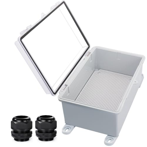 Waterproof Outdoor Electrical Box Junction Box Weatherproof IP67 ABS Plastic Enclosure Switch Router Project Box with Mounting Plate with Wall Bracket 2 Cable Glands Clear 11.4"x7.5"x5.5" - color: Clear, size: 11.4" x 7.5" x 5.5" 1pc