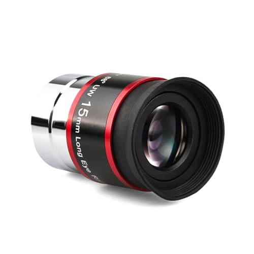 SVBONY Telescopes Eyepieces 15mm 1.25 inches UWA Eyepiece 68 Degree Ultra Wide Angle FMC Broadband Green Film High Definition 4 Lenses in 3 Groups Telescope Accessories for Planetary Observation - size: 15mm