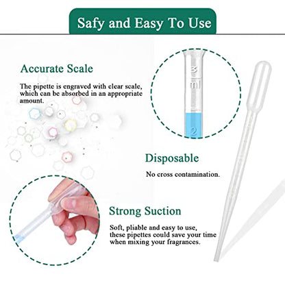 moveland 120PCS 3ML Plastic Transfer Pipettes Disposable for Oil Lab Art - size: 3ML
