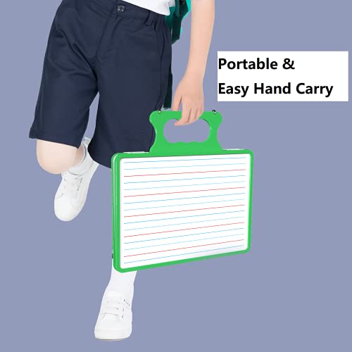 Small Dry Erase White Board with Stand, Double Sided Dry Erase Board for Kids, Foldable Small White Board Portable Mini Whiteboard with Lines & Holder for Home School Office - color: Green