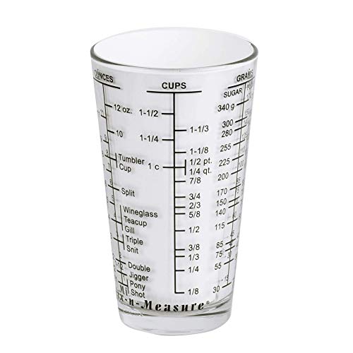 Kolder 26100 Mix N Measure Glass, Heavy Glass, Multi-Purpose Liquid and Dry Measuring Cup - color: Black