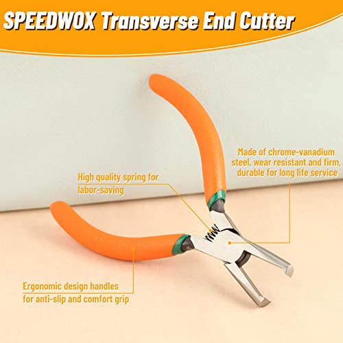 SPEEDWOX Transverse End Cutter with Flush Jaw SMT/SMD Chip Cutters 5 Inches End Cutting Pliers Side Cutting Pliers with Spring Nipper End Cutter for Hard-to-Reach Places - size: 5-Inch