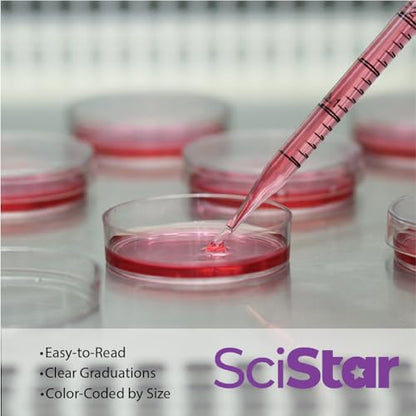 5mL Serological Pipettes, Individually Wrapped, Sterile, RNase/DNase-Free, Polystyrene, Graduated, Disposable, Color-Coded, Universal Fit – Pack of 50 PCS - size: 5mL
