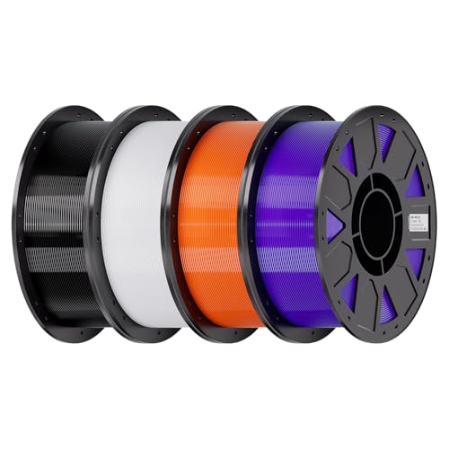 Creality PETG Filament 1.75mm 4KG,Black+White+Orange+Purple,Total 4-Pack - color: Black+white+orange+purple, size: 4kg