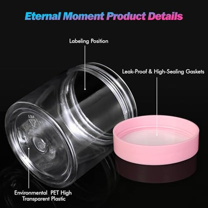 Eternal Moment 36 Pack 4 OZ Plastic Jars Clear Cosmetic Container with Lids - color: Pink Lid, size: 4 Ounce