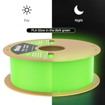 PLA+ 3D Printer Filament Luminous Green, 1.75mm No Tangle, Net Weight 2.2lbs Spool (1kg, PLA Pro Plus, Green with Glow in the Dark Effect - color: Pla 1kg-green With Luminous Effect