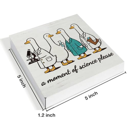 Funny Science Teacher Decor Chemistry Teacher Wood Block Sign a Moment of Science Wood Sign for Laboratory Classroom Office Desk Decoration 5x5 Inch, Back to School Gifts