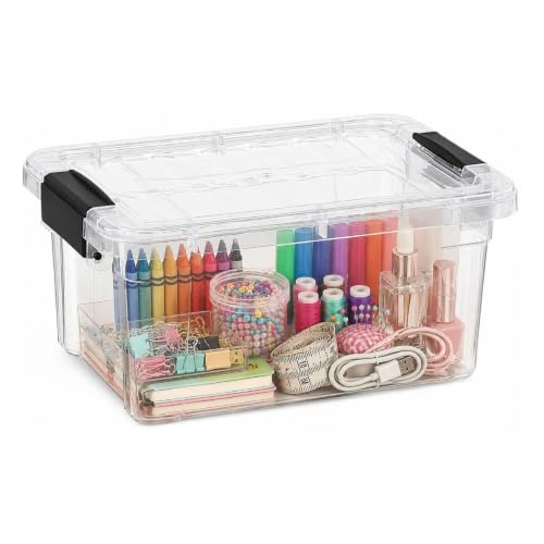 Superio 1.05 Quart Mini Clear Plastic Storage Container with Lid, Stackable Small Organizer Box for Crayons, Art Supplies, Beads, Sewing, Stationery & Food Storage, 1 Pack - size: 1.05 Quart