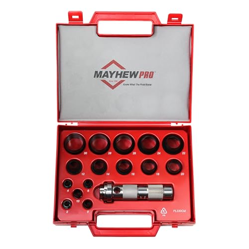 Mayhew Tools 66004 Hollow Punch, 16-Piece Set, Black - size: 16-Piece Set, style: Metric