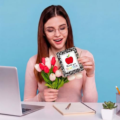 ReliThick Teacher Appreciation Gift Card Holder 5 Slots, 4.3 x 3.5 Inch Thank You Teacher Gift Card Booklet Sleeves Postcard Money Booklet Holder for Appreciation(Composition Notebook Style) - style: Composition Notebook Style