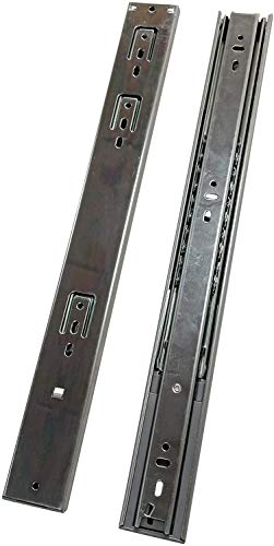 12 Inch Heavy Duty Drawer Slides - Soft Close Side Mount Drawer Glides - Full Extension 3 Section Ball Bearing - Zinc Plated Rust Proof Hardware - Black (Box of 15) - size: 12 inches - Box of 15