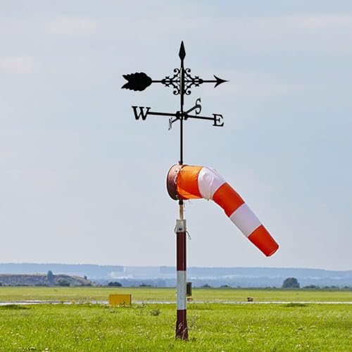 Metal Weather Vane Black Wind Vanes Indicator Wind Measuring Tool Weathervane Roof Mount for Gardens Outside Farmhouse Farm Barn Sheds Patio Decorations