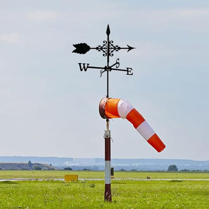Metal Weather Vane Black Wind Vanes Indicator Wind Measuring Tool Weathervane Roof Mount for Gardens Outside Farmhouse Farm Barn Sheds Patio Decorations