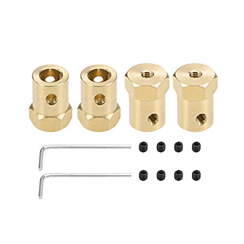 uxcell Hex Coupler 7mm Bore Motor Hex Brass Shaft Coupling Connector for Car Wheels Tires Shaft Motor 4pcs - size: 7mm