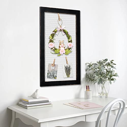 SOFE Farmhouse Memo Board Chicken Wire Frame, 18 × 29" Wall Grid - color: Black