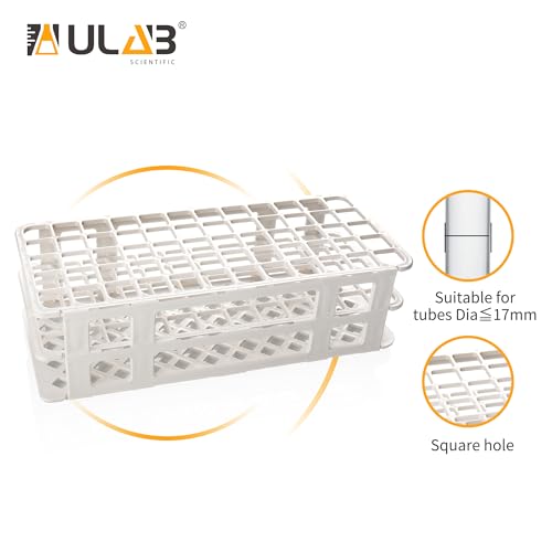 ULAB Scientific White Tube Rack and Plastic Test Tubes Set, Include 1pc of White Tube Rack, 60pcs of Plastic Macaroon Party Tubes Shot Glasses, Nature Color, UTR1015 - style: Rack & 60pcs Nature Color Tubes