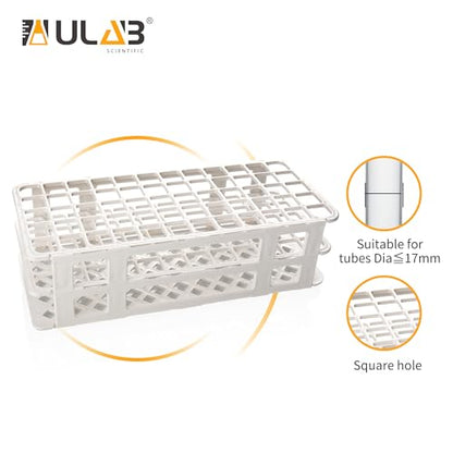 ULAB Scientific White Tube Rack and Plastic Test Tubes Set, Include 1pc of White Tube Rack, 60pcs of Plastic Macaroon Party Tubes Shot Glasses, Nature Color, UTR1015 - style: Rack & 60pcs Nature Color Tubes