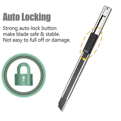 Gebildet 5pcs Right and Left Hand Self-Lock Cutter Knife/Black 9mm Snap Off Blades /60° Blace/SS - color: Ss-black Blade