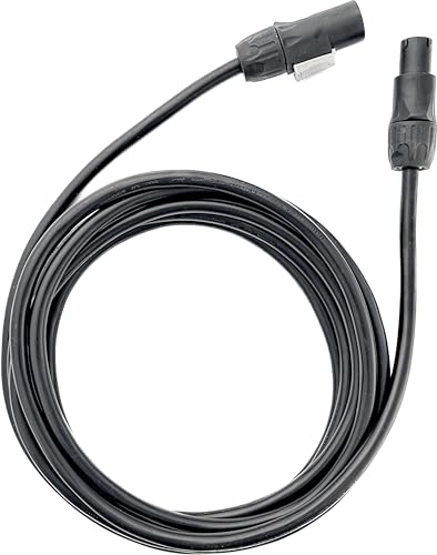 15' True1 Male to Female Jumper, Locking Power Cable, Black, IP65, 14 AWG - size: 15 Foot