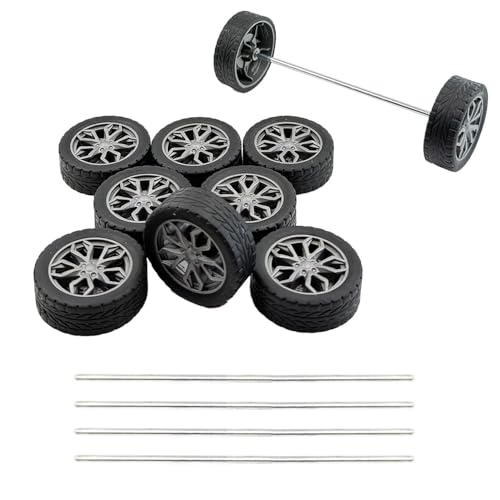 10PCS Model Car Wheels Toy Car Rubber Tire Wheels with Metal Shaft Round Axles for for RC Car Truck Robot DIY Model Toy Wheel Replacement Accessories (2.5x38mm) - style: 2.5x38mm