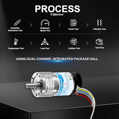 CQRobot 56.3:1 Metal DC Gearmotor 37Dx70.1L mm 6V/12V with 64 CPR Encoder - size: 56.3:1, style: 6V/12V